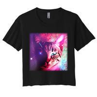 Spacy Galaxy Alien Cat Women's Crop Top Tee