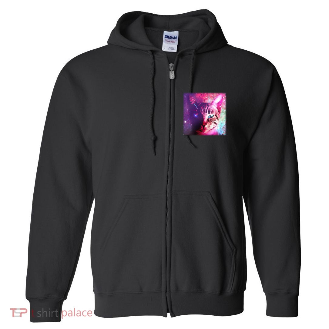 Spacy Galaxy Alien Cat Full Zip Hoodie