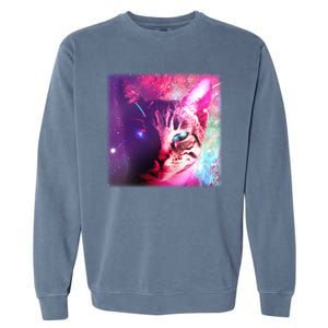 Spacy Galaxy Alien Cat Garment-Dyed Sweatshirt