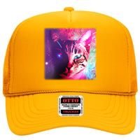 Spacy Galaxy Alien Cat High Crown Mesh Back Trucker Hat