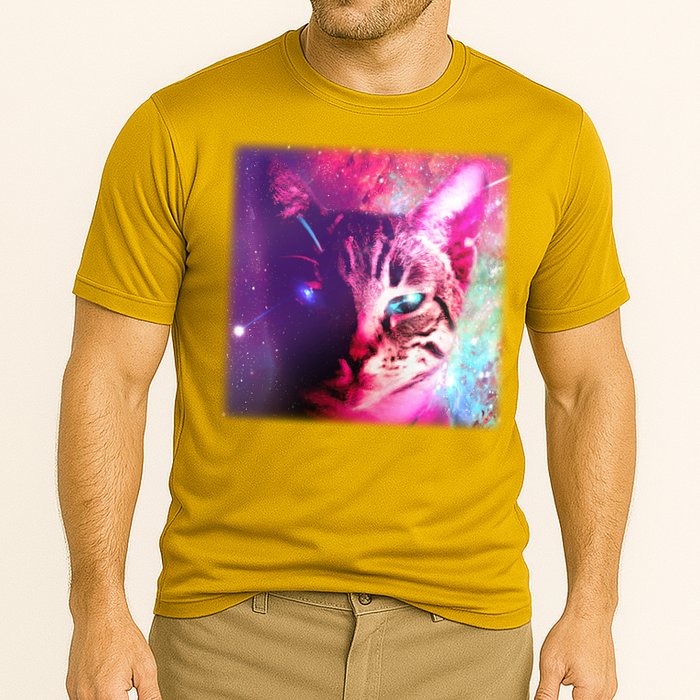 Spacy Galaxy Alien Cat Cooling Performance Crew T-Shirt
