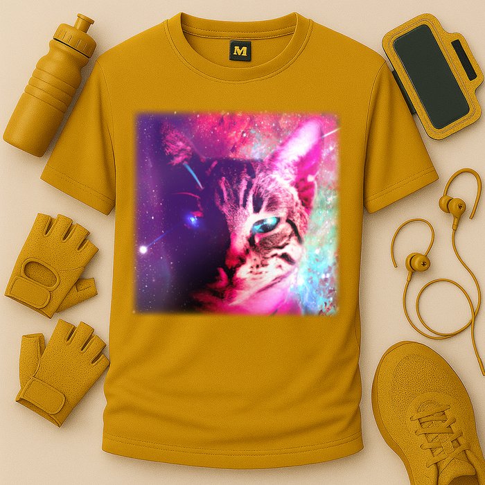 Spacy Galaxy Alien Cat Cooling Performance Crew T-Shirt