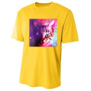 Spacy Galaxy Alien Cat Performance Sprint T-Shirt