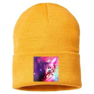 Spacy Galaxy Alien Cat Sustainable Knit Beanie