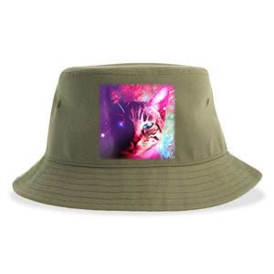 Spacy Galaxy Alien Cat Sustainable Bucket Hat