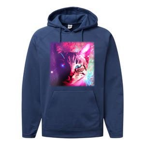 Spacy Galaxy Alien Cat Performance Fleece Hoodie