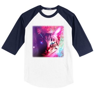 Spacy Galaxy Alien Cat Baseball Sleeve Shirt