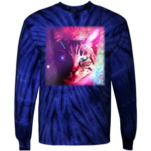 Spacy Galaxy Alien Cat Tie-Dye Long Sleeve Shirt