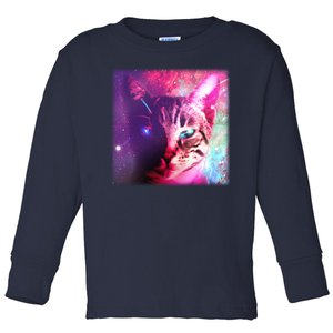 Spacy Galaxy Alien Cat Toddler Long Sleeve Shirt