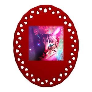 Spacy Galaxy Alien Cat Ceramic Oval Ornament