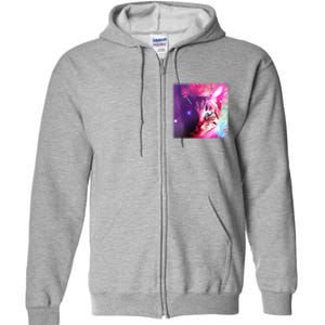 Spacy Galaxy Alien Cat Full Zip Hoodie