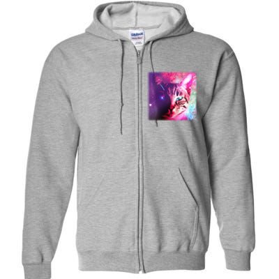 Spacy Galaxy Alien Cat Full Zip Hoodie