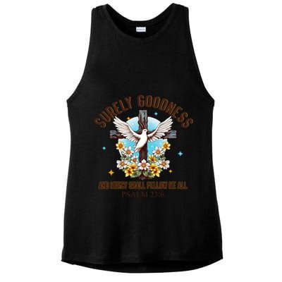 Surely Goodness And Mercy Shall Follow Me - Psalm 23:6 Ladies PosiCharge Tri-Blend Wicking Tank