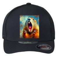 Scream Groundhog Artistic Groundhog Day Flexfit Unipanel Trucker Cap