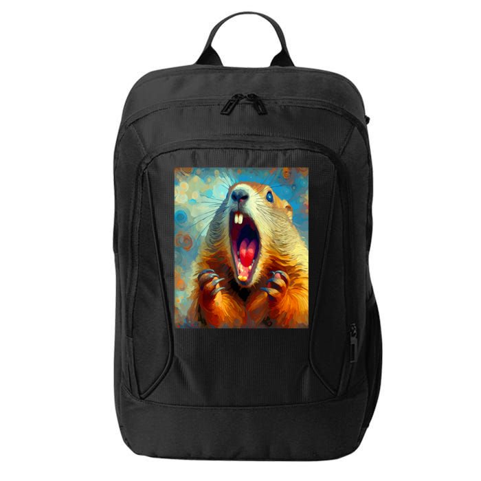 Scream Groundhog Artistic Groundhog Day City Backpack