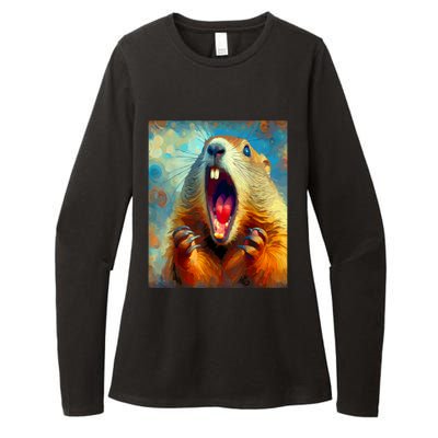 Scream Groundhog Artistic Groundhog Day Womens CVC Long Sleeve Shirt