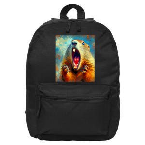 Scream Groundhog Artistic Groundhog Day 16 in Basic Backpack