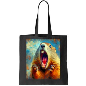 Scream Groundhog Artistic Groundhog Day Tote Bag