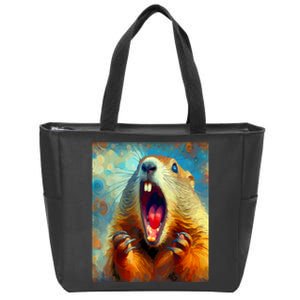 Scream Groundhog Artistic Groundhog Day Zip Tote Bag