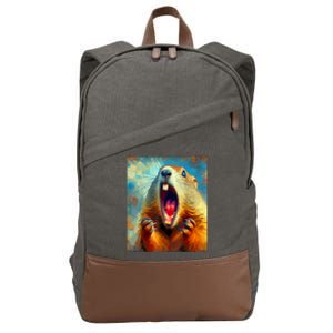 Scream Groundhog Artistic Groundhog Day Cotton Canvas Backpack