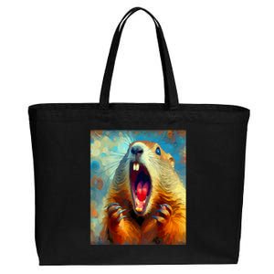 Scream Groundhog Artistic Groundhog Day Cotton Canvas Jumbo Tote