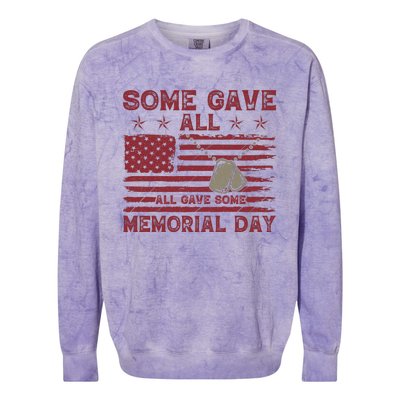 Some Gave All Memorial Day Tribute Colorblast Crewneck Sweatshirt