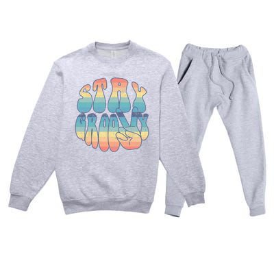 Stay Groovy and Peace Retro Vintage 70's style Premium Crewneck Sweatsuit Set