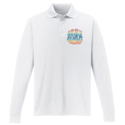 Stay Groovy and Peace Retro Vintage 70's style Performance Long Sleeve Polo