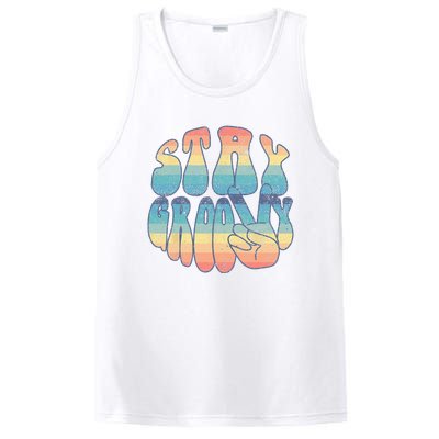 Stay Groovy and Peace Retro Vintage 70's style PosiCharge Competitor Tank