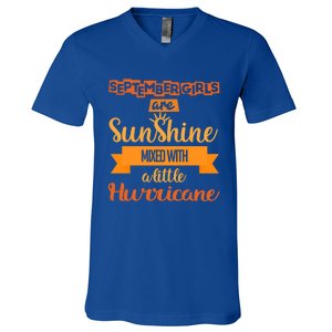 September Girls Are Sunshine Mixed With A Little Hurricane Cool Gift V-Neck T-Shirt