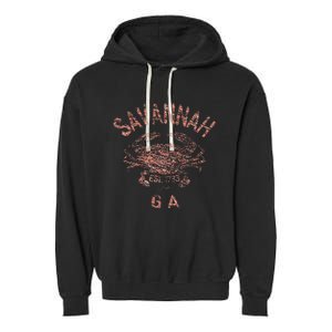 Savannah Ga Atlantic Blue Crab Garment-Dyed Fleece Hoodie