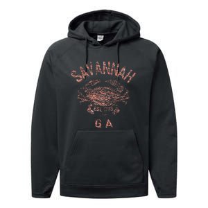 Savannah Ga Atlantic Blue Crab Performance Fleece Hoodie