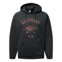 Savannah Ga Atlantic Blue Crab Performance Fleece Hoodie