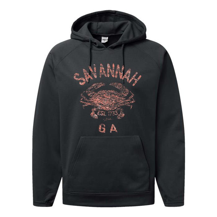 Savannah Ga Atlantic Blue Crab Performance Fleece Hoodie