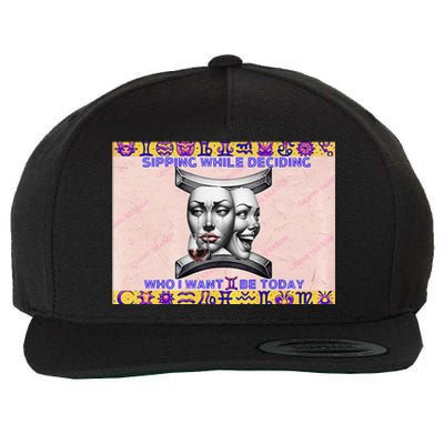 Stylish Gemini And Wine Season Design Premium Wool Snapback Cap