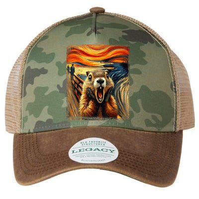 Scream Groundhog | Artistic Groundhog Day Legacy Tie Dye Trucker Hat