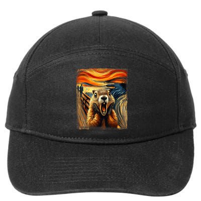 Scream Groundhog | Artistic Groundhog Day 7-Panel Snapback Hat