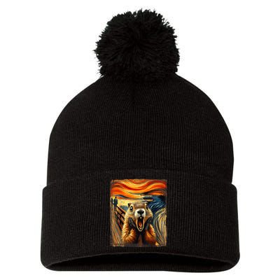 Scream Groundhog | Artistic Groundhog Day Pom Pom 12in Knit Beanie