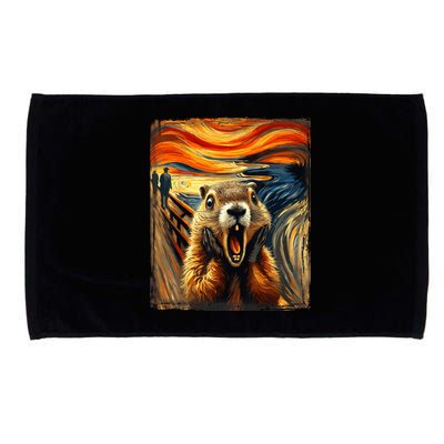 Scream Groundhog | Artistic Groundhog Day Microfiber Hand Towel