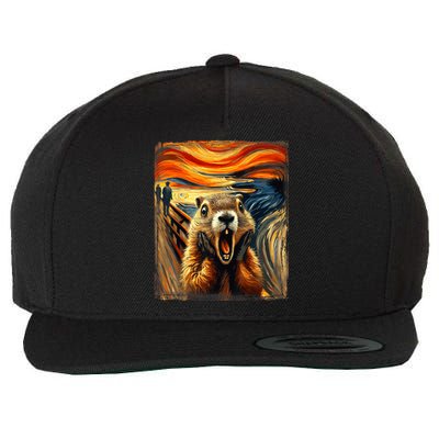 Scream Groundhog | Artistic Groundhog Day Wool Snapback Cap