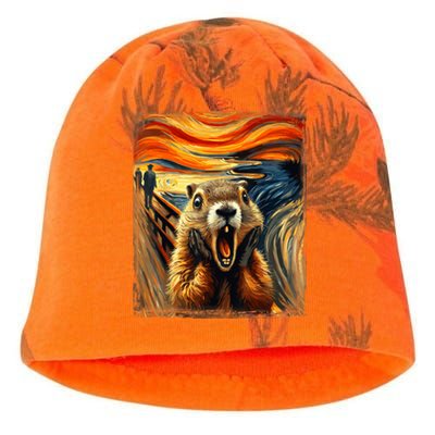 Scream Groundhog | Artistic Groundhog Day Kati - Camo Knit Beanie