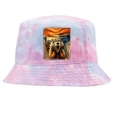 Scream Groundhog | Artistic Groundhog Day Tie-Dyed Bucket Hat