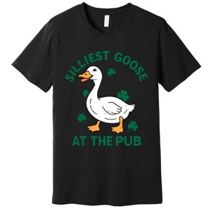 Silliest Goose At The Pub Whimsical Laughter Shamrock Irish Premium T-Shirt