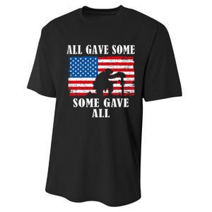 Some Gave All Memorial Veterans Day Partiotic Usa Performance Sprint T-Shirt