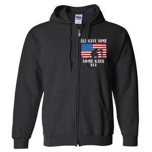 Some Gave All Memorial Veterans Day Partiotic Usa Full Zip Hoodie