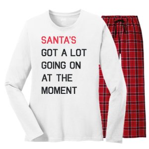 Santas Got A Lot Going On At The Moment Christmas Holiday Women's Long Sleeve Flannel Pajama Set 