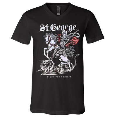 St. George And The Dragon V-Neck T-Shirt