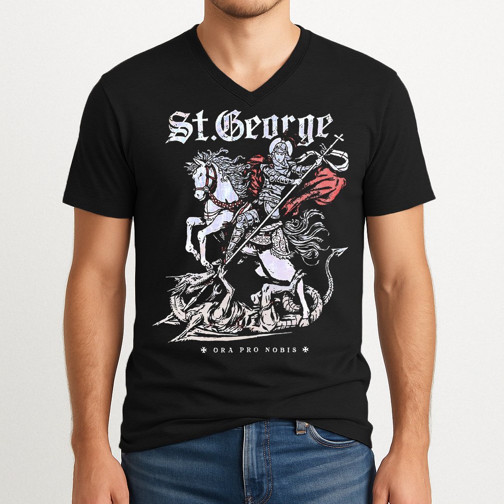 St. George And The Dragon V-Neck T-Shirt