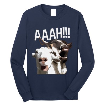 Screaming Goats AAAH Funny Crazy Goat Lover Print Long Sleeve Shirt