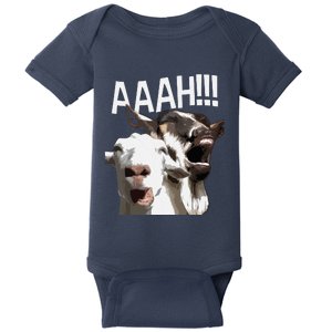 Screaming Goats AAAH Funny Crazy Goat Lover Print Baby Bodysuit